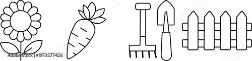 Simple line drawing of botanical and architectural elements in a minimalist style