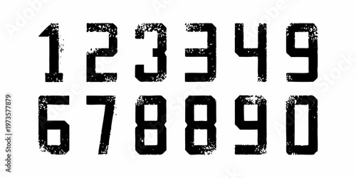 Distressed numeric characters a collection of numbers zero through nine