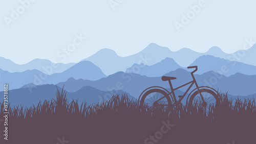  bicycle in grass silhouette
