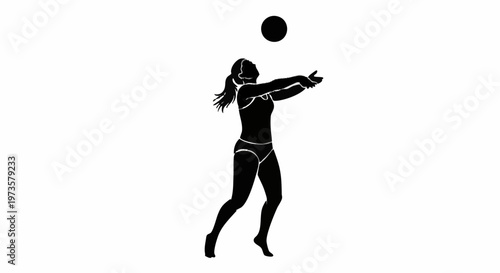 Female Beach Volleyball Player Silhouette Action Pose