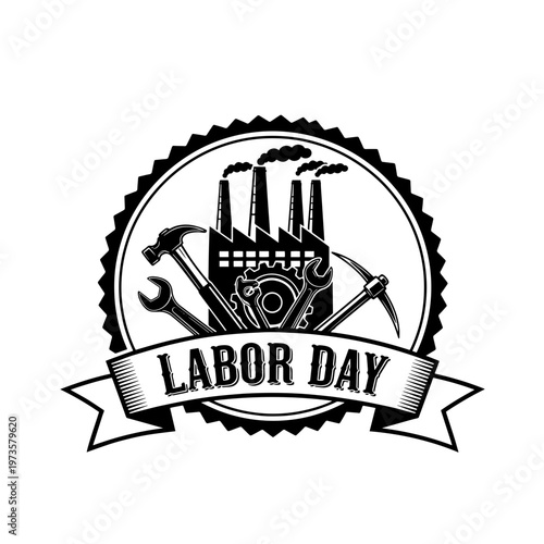 Labor Day Industrial Emblem Vintage Style Melancholic.svg