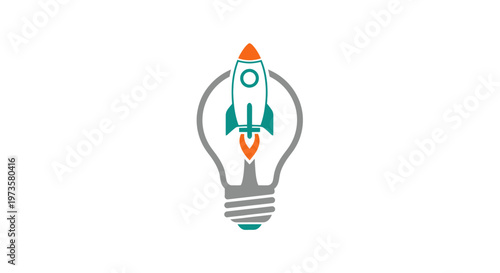 Innovative idea light bulb rocket concept.