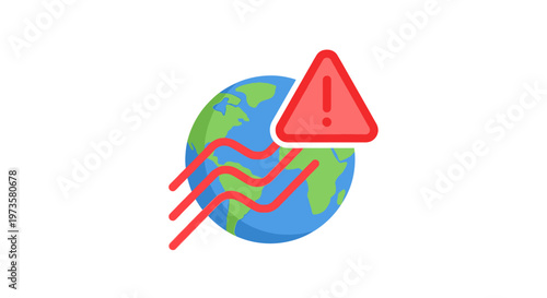 Global warning sign with earth symbol.
