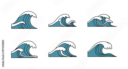 Tidal Wave Line art vector clean abstract color design