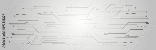 Abstract technology background with grey circuit board lines and digital connections