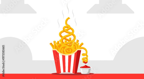 Creative French Fries with Ketchup Dip - Unconventional Food Art