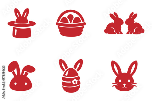 Art & Illustration Rabbit silhouettes, animal poses, bunny icons, wildlife vector illustration, nature concept, leaping rabbits, crouching design, sitting stance, black artwork, zoology