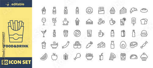 A set of editable food and drink icons for design projects