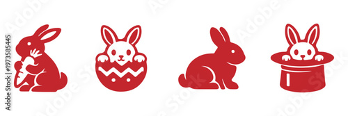 Art & Illustration cute bunny icon set