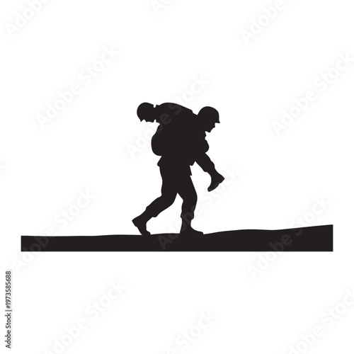 Soldier Carrying Wounded Comrade Silhouette.