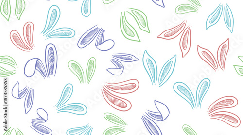 Set of rabbits's ears, Easter. Hand drawn illustration.