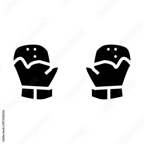 black gloves glyph solid style. Representative protection from cold and hot,idealism for winter theme.
