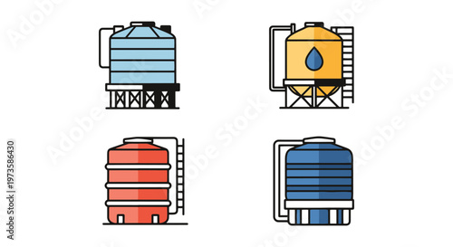 Water Tank Line art vector abstract modern shape illustration