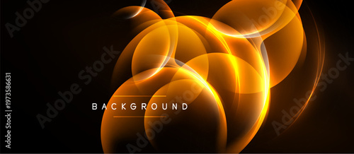 Abstract orange light shapes over black background. Dynamic curves create modern visual effect. Text reads background.