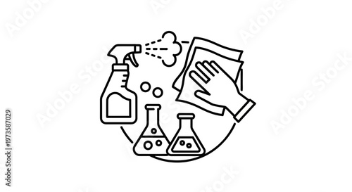 Cleaning Spray Bottle, Flasks, and Hand Wiping Surface - Disinfection and Hygiene Concept