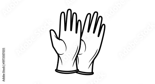 Clean Hands Protection: Black and White Line Art Icon of Gloves