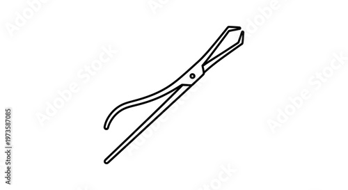 Close-up of a black and white illustration of a pair of tweezers