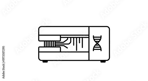 DNA Sequencer Machine Icon: Genetic Research, Biotechnology, and Laboratory Equipment