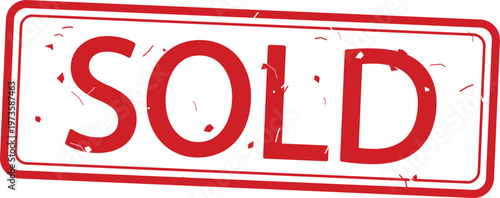 Red sold stamp on white background vector graphic for sale and sold concepts