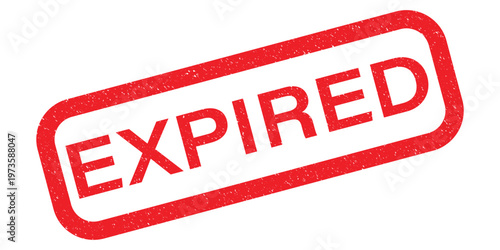 Red expired rubber stamp with grunge texture on white background.