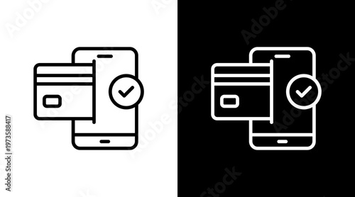 Mobile Banking White Icon Set Design