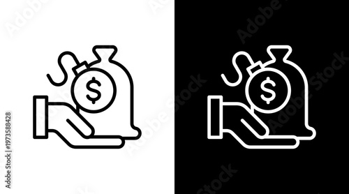 Debt White Icon Set Design