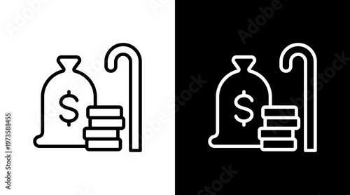 Retirement Fund White Icon Set Design