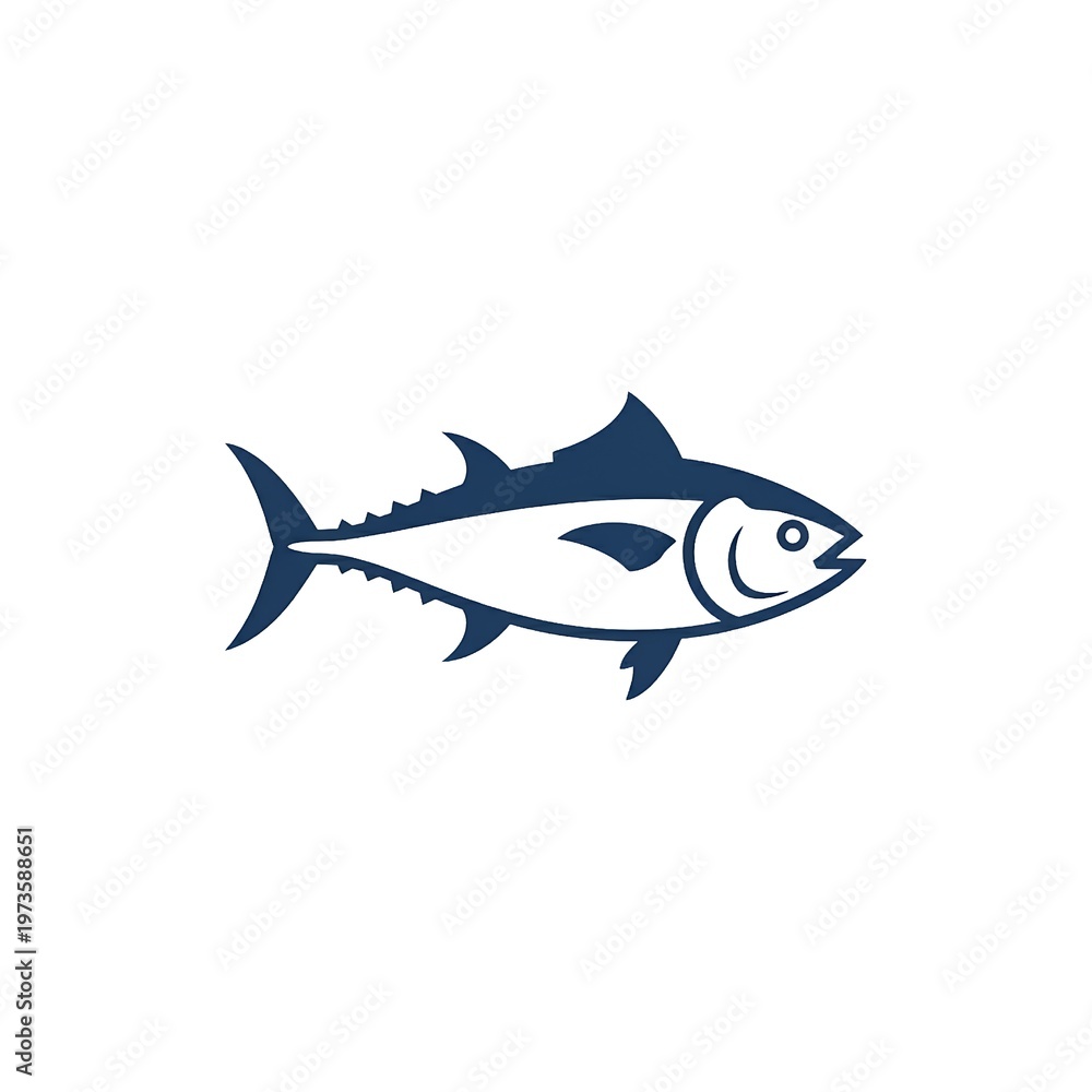 Fototapeta premium Minimalist tuna fish icon, simple vector illustration of a marine animal