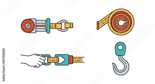 Winch Strap Line art vector clean abstract simple shapes