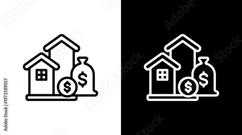 Mortgage White Icon Set Design