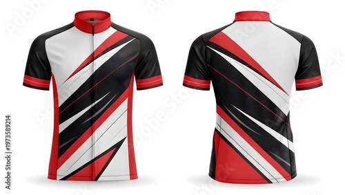 Front and back view cycling jersey mockup design template for sportswear apparel