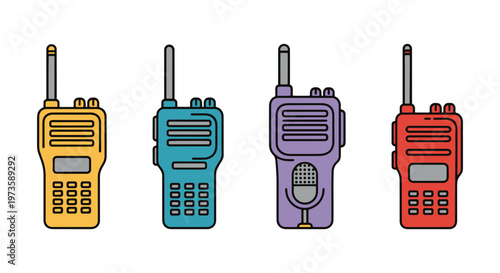 Walkie talkie Line art vector simple abstract color shapes