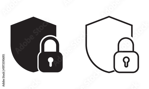 Shield security icons . Collection of shield icons f and data safety in minimalist  style.