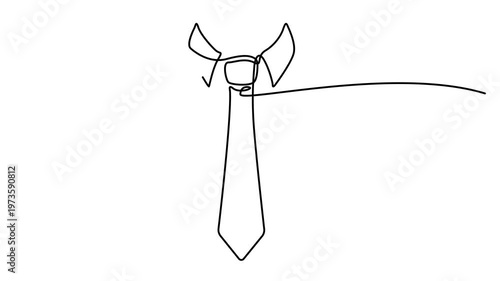 Animated self drawing of continuous one line draw Tie, happy father's day concept, full length single line 4k animation video