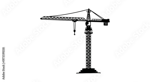 tower crane silhouette a modern industrial heavy machinery icon ideal for construction and engineering building development.