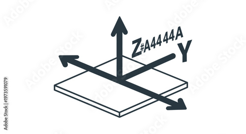 a 3d coordinate system representing spatial engineering and design technology with x y z axes and a color code