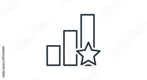 a bar chart icon with a star overlay illustrating business growth performance and top rating perfect for infographics and success metrics.