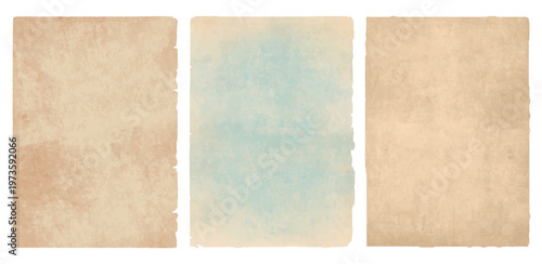 Set of vintage aged paper sheets isolated, old antique parchment texture collection with copy space for design