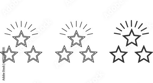 three star rating icons with a shining top star symbolizing premium quality and best choice achievement
