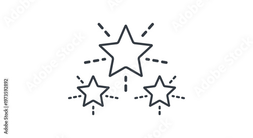 three stars rating icon representing quality excellence and premium content ideal for ui ux design or customer feedback.