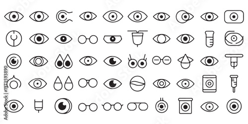 Ophthalmology and Eye Health Vector Line Icons Collection