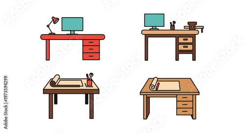 Work Table Line art vector modern clean abstract