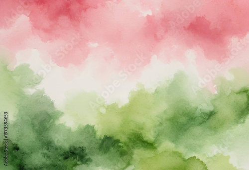 Watercolor pink carnation flowers with green background illustration