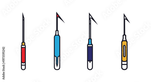 Surgical Needle Line art minimal simple shapes vector