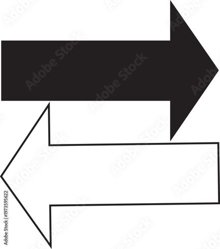 Two arrows pointing in opposite directions on white background