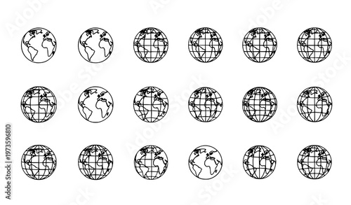 Globe icon set world earth symbols flat vector illustration collection