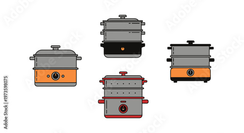 Steamer Pot Line art vector minimal abstract illustration