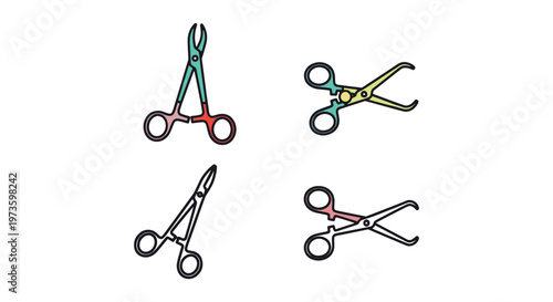 Surgical Ring Forceps Line art abstract clean illustration