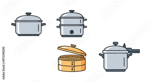 Steamer Pot Line art vector minimal abstract simple