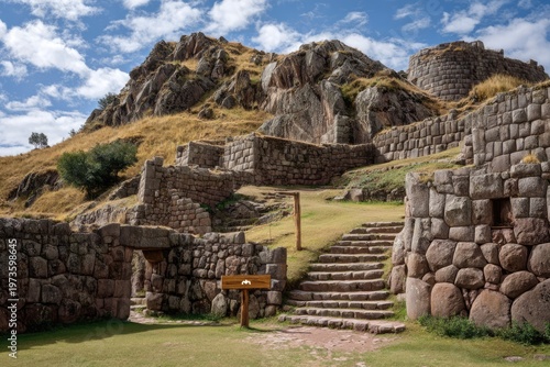 Ancient Inca Ruins of Sacsayhuaman Fortress in Cusco Peru.